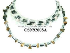 Assorted Colored Semi precious Stone Beads Hematite Stone Chain Choker Fashion Women Necklace